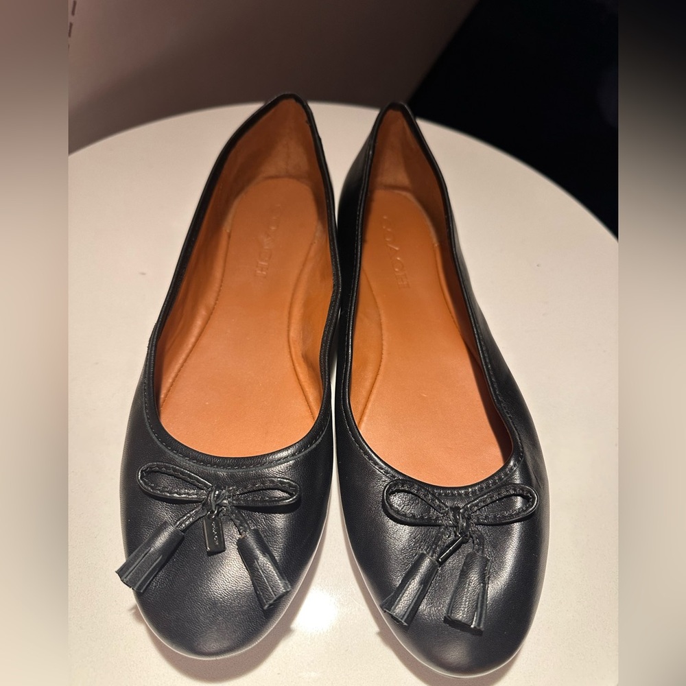 Coach Bea Black Leather Ballerina flats, Size 9.5